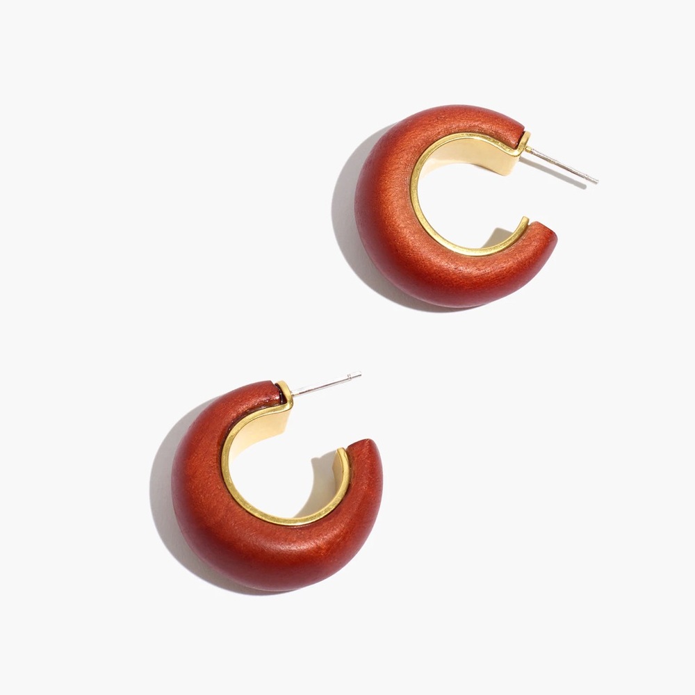 Madewell Wooden Chunky Small Hoop Earrings
